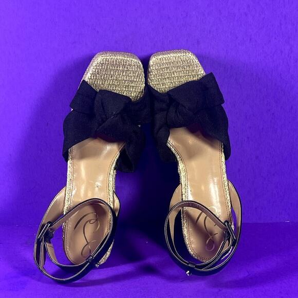 Sam Edelman Black Theresa 2 Block Heel Ankle Strap Square Toe Sandals Size 10 - Picture 5 of 8